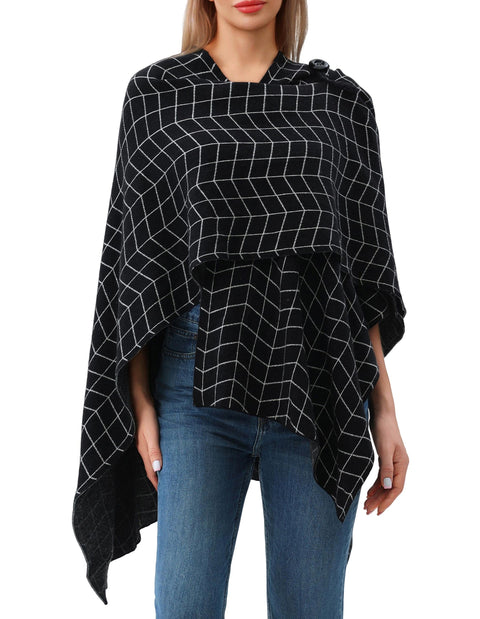 Womens Large Cross Front Poncho Sweater Knitted Shawls