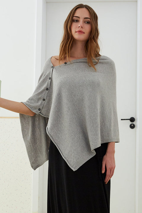 Women One Piece Shawls with Button Closure