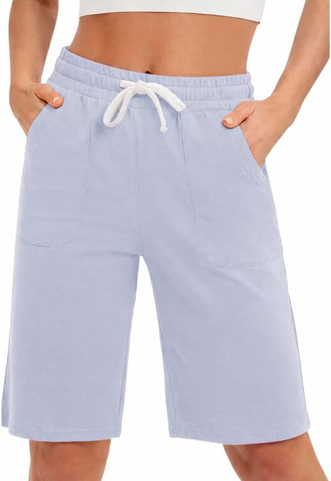 Women Cotton Sweat Shorts with Pockets  10"