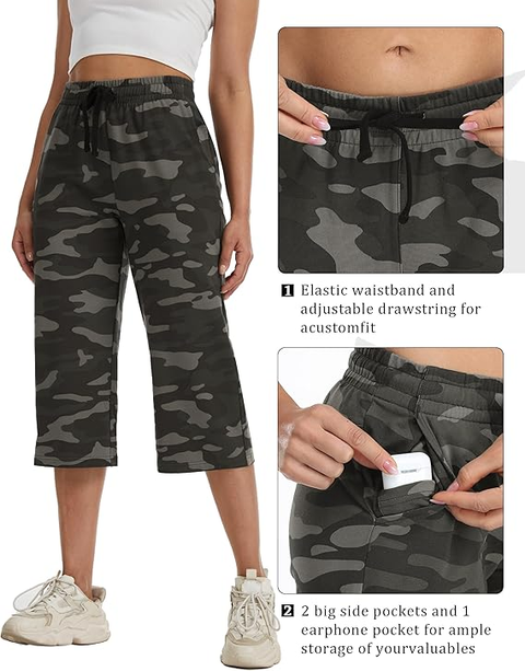 Women's Gaucho Capris Wide Leg  Pants