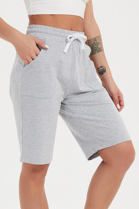 Women Cotton Sweat Shorts with Pockets  10"