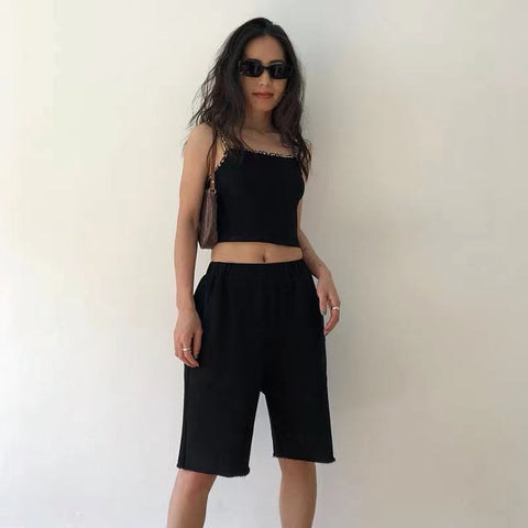 Women Cotton Sweat Shorts with Pockets  10"