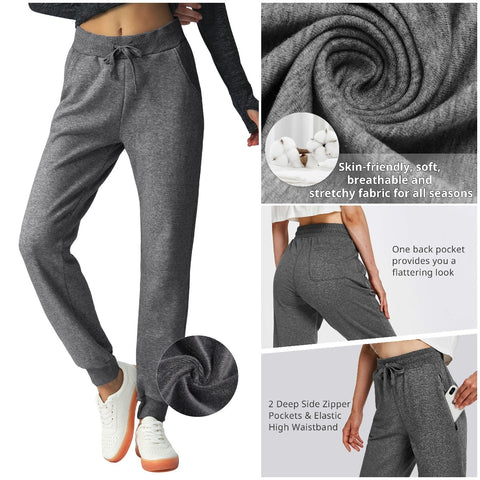 Fleece Stretch Sweatpants with Pockets for Women