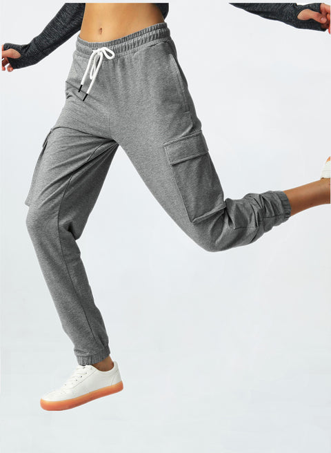 Womens Cargo Pants Sweatpants Tapered Hiking Pants with Pockets