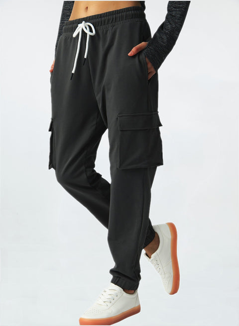 Womens Cargo Pants Sweatpants Tapered Hiking Pants with Pockets